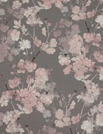 Ткань Шелк Армани принт, Цветы, серо-розовый
