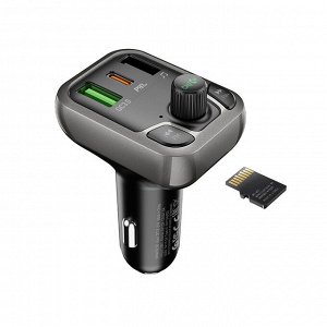 Earldom Автомобильное зарядное устройство модулятор BOROFONE BC38 Flash Ener USB + Type-C + FM-трансмиттер, 20W QC3.0A, черный, дисплей