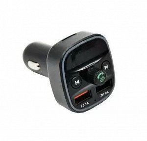 Автомобильное мультифункциональное зарядное устройство 2*USB + FM-трансмиттер, 3.1A, черный, дисплей,Bluetooth,FM/USB