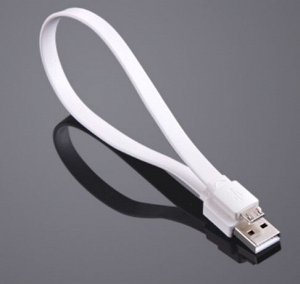 Кабель micro USB-USB, позолоченный плоский 0,25 м.
