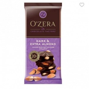 «OZera», шоколад горький с цельным миндалем Dark & Extra Almond, 90 г