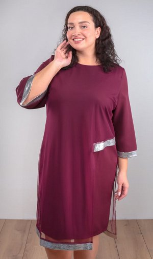 Платье женское с сетчатой накидкой 249925 размер 48, 50, 52, 54