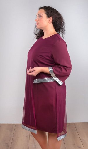 Платье женское с сетчатой накидкой 249925 размер 48, 50, 52, 54