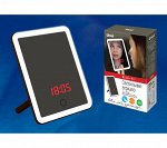Настольный светильник — зеркало, 4W. Встроенный аккумулятор 3.7V/600mAh. Сенсорный выключатель. Диммер. Часы. Термометр. Коричневый. TLD-591 Brown/LED/80Lm/6000K/Dimmer/T+M
