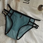 Сетчатые трусы с металлическими украшениями и низкой талией