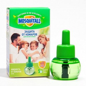 Жидкость Mosquitall "Защита для всей семьи" от комаров, 60 ночей, 30 мл