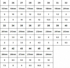 Акватапки Замер подошвы 35-22см,36-22,5см,37-23см,38-23,5см,39-24см,40-24,3см,41-24,8см,42-25см,43-25,3см,44-25,5см,45-26см,46-26,5м,47-27см