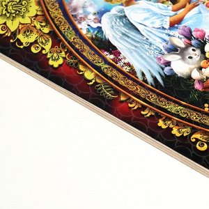Доска разделочная пасхальная "Христос Воскресе. Девочка с ягнёнком", 19,5x27,5 см