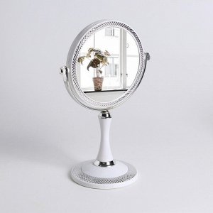 Зеркало на ножке, с увеличением, d зеркальной поверхности 12,3 см, цвет белый
