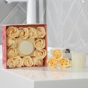Подарочный набор «Лучшей на свете», мыльные розы 12 шт, свеча