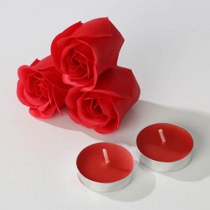 Подарочный набор «Подарок для тебя!», мыльные розы 5 шт, свеча, мочалка