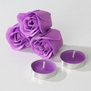 Подарочный набор «Вдохновляй», мыльные розы 5 шт, свеча, мочалка