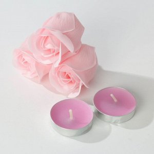 Подарочный набор «8 Марта!», мыльные розы 5 шт, свеча, мочалка