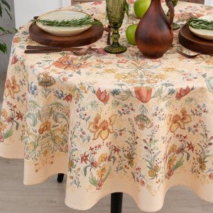 Скатерть «Этель» Floral pattern, d=148 см, 100% хлопок, саржа 190 г/м2