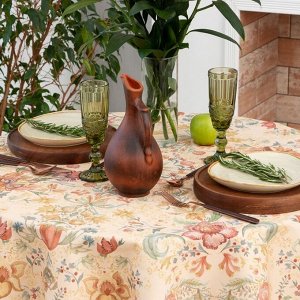 Скатерть Этель Floral pattern d=148 см с ГМВО, 100% хлопок, саржа 190 гр/м2