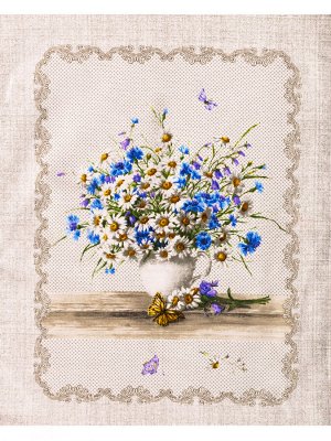 Полотенце вафельное рогожка "Луговые цветы" р.45*60