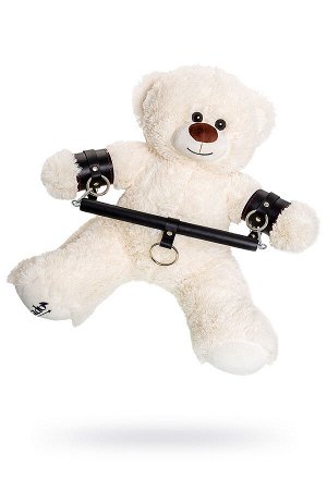 Бондажный набор "Медведь белый" Pecado BDSM(маленькая распорка, наручники), натуральная кожа, черный