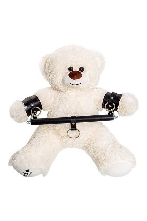 Бандажный набор "Медведь белый" Pecado BDSM(маленькая распорка, наручники), натуральная кожа, черный