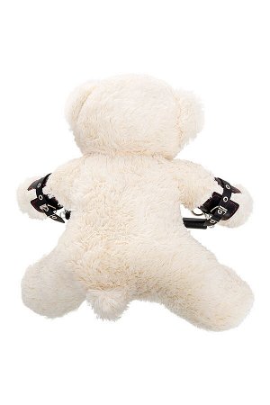 Бандажный набор "Медведь белый" Pecado BDSM(маленькая распорка, наручники), натуральная кожа, черный