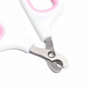 Пижон Ножницы-когтерезы с мягкими ручками, отверстие 8 мм, бело-розовые