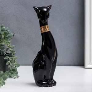 Сувенир керамика "Египетская кошка" чёрная с золотом 28 см