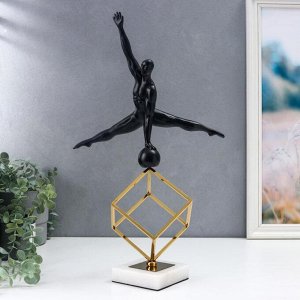 Фигура большая «Атлет с гирей», чёрный с золотом, 50x14x27.5 см