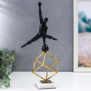 Фигура большая «Атлет с гирей», чёрный с золотом, 50x14x27.5 см
