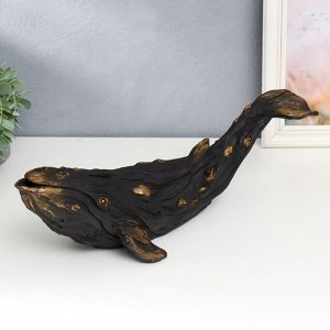 Сувенир полистоун "Чёрный кит" золотая патина 20х19х45 см