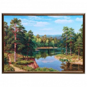 Картина "Зеркальная река в лесу" 50х70(53х73) см