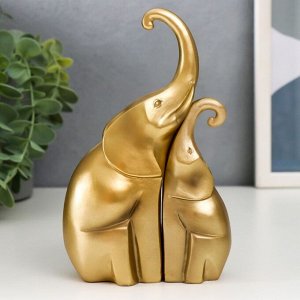 Сувенир полистоун "Два африканских слона" бронза (набор 2 шт) 15,5х10х5 см