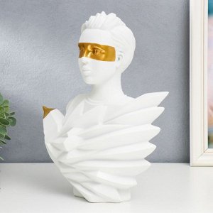 Сувенир полистоун "Девушка с золотой повязкой и птицей" белый 31х12х25 см