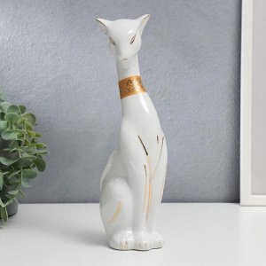 Сувенир керамика "Египетская кошка" белая с золотом 28 см
