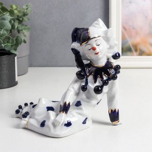 Сувенир керамика "Грустный клоун" белый кобальт 20,5х18х12 см