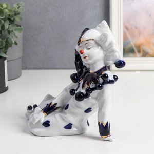 Сувенир керамика "Грустный клоун" белый кобальт 20,5х18х12 см