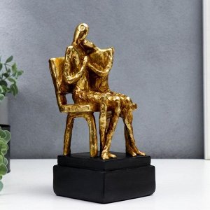 Сувенир полистоун "Влюблённые на скамейке" золото 23х10,5х9,5 см