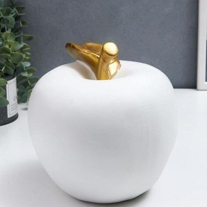Сувенир полистоун "Белое яблоко с золотым листочком" 18,5х17х17 см