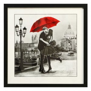 Картина "Влюблённые под зонтом" 50х50 см