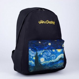 Рюкзак молодёжный Van Gog, 33х13х37 см, отд на молнии, н/карман, чёрный