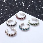 Серьги &quot;Каффы&quot; манжеты, набор 5 шт, цветные в серебре