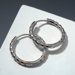 Серьги-кольца "Радуга" настроение, цветные в серебре