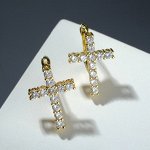 Серьги со стразами &quot;Крестики&quot; лёгкость, цвет белый в золоте