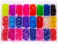 Набор цветных резиночек для плетения браслетов, 1600 шт, пластик контейнер
