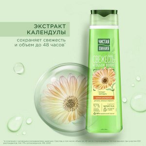 Чистая линия Шампунь 400мл Шалфей, Календула, Тысячелистник Регулирующий для жирных волос