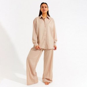 Пижама, женская, (сорочка, брюки), MINAKU:, Home, collection, цвет, бежевый.