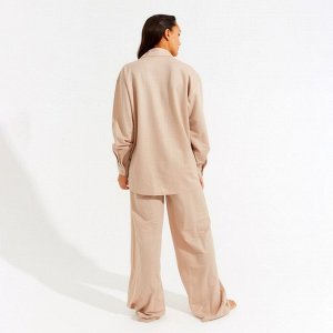 Пижама женская (сорочка, брюки) MINAKU: Home collection цвет бежевый, р-р 42