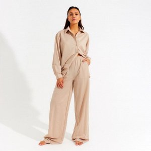Костюм женский (сорочка, брюки) MINAKU: Home collection цвет бежевый, р-р 42