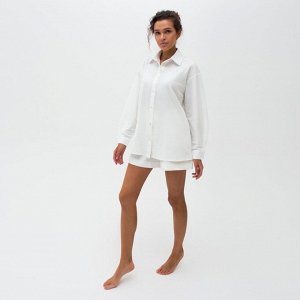 Костюм женский (сорочка, шорты) MINAKU: Home collection цвет белый, р-р 44
