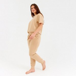 Комплект женский (футболка, брюки) MINAKU: Home comfort цвет бежевый, р-р 44