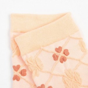 Носки женские MINAKU «Красные сердечки», жёлто-розовый, размер 36-39 (23-25 см)