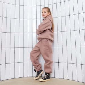 Брюки для девочки MINAKU: Basic Line KIDS, тёмно-бежевые.